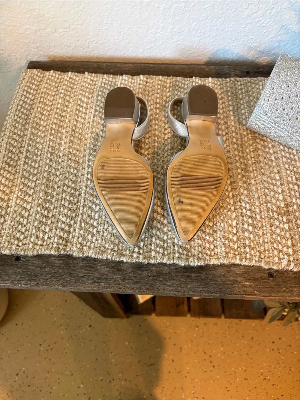 Naturalizer Silver Pointed Slingbacks with Matching Clutch